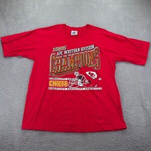 Vintage 1995 Kansas City Chiefs AFC West Champions‎ T-Shirt Logo Athletic Red XL
